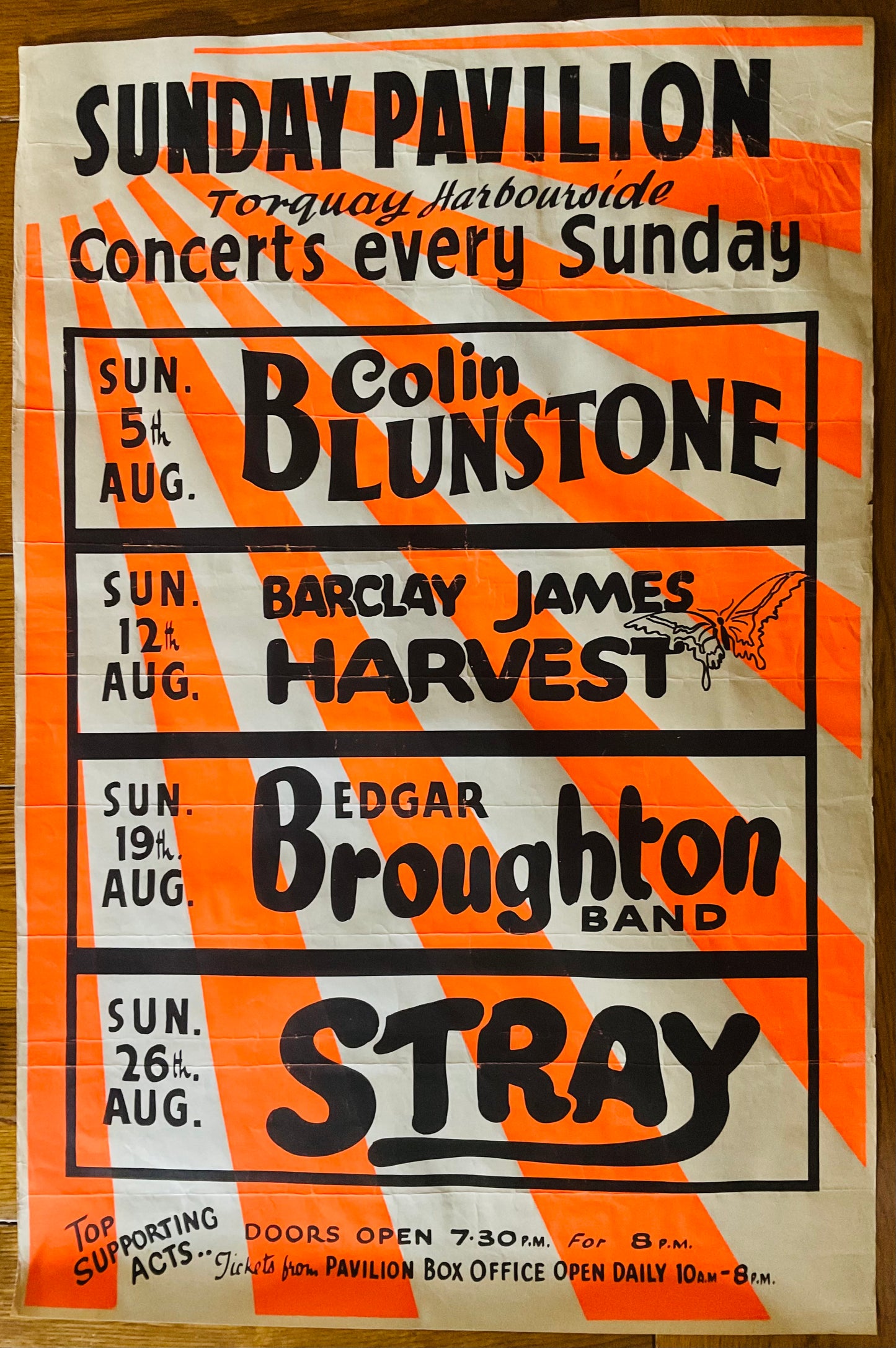 Barclay James Harvest Original Concert Tour Gig Poster Festival Hall Pavilion Torquay Aug 1973