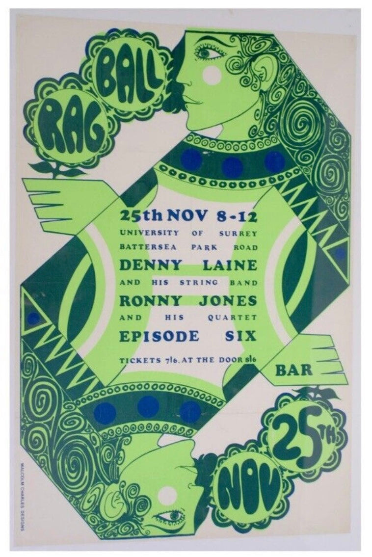 Deep Purple Episode Six Denny Laine Original Used Concert Ticket City Universtity of Surrey 25th Nov 1966