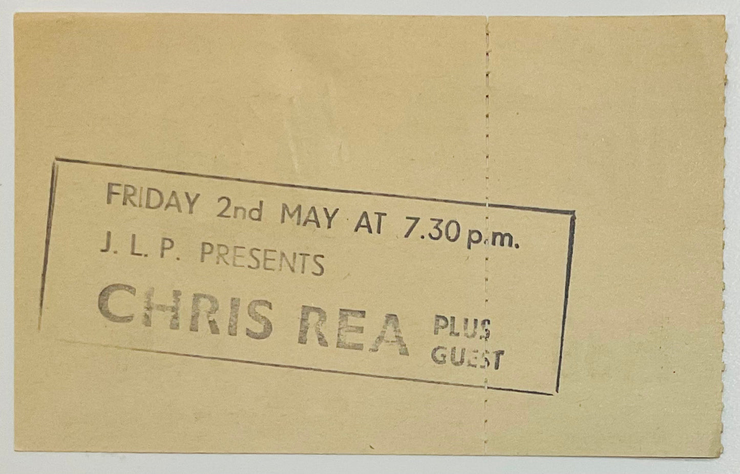 Chris Rea Original Unused Concert Ticket Hammersmith Odeon London 2nd May 1986