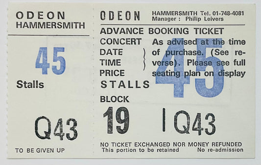 Haircut One Hundred Original Unused Concert Ticket Hammersmith Odeon London 31st Mar 1982