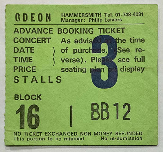 Led Zeppelin Robert Plant Original Used Concert Ticket Hammersmith Odeon London 13th Dec 1983