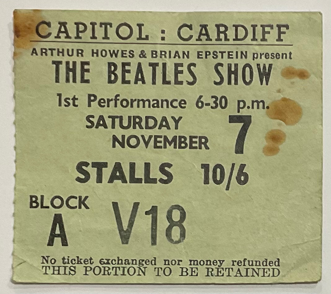 Beatles Original Used Concert Ticket Capitol Theatre Cardiff 7th Nov 1964