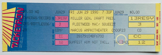 Fleetwood Mac Original Unused Concert Ticket Marcus Amphitheater Milwaukee 29th Jun 1990