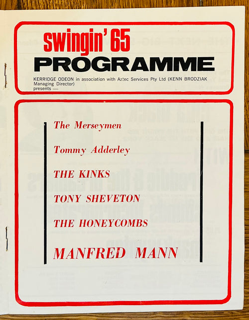 Kinks Manfred Mann Original Concert Programme Majestic Kerridge Odeon Christchurch 4th Feb 1965