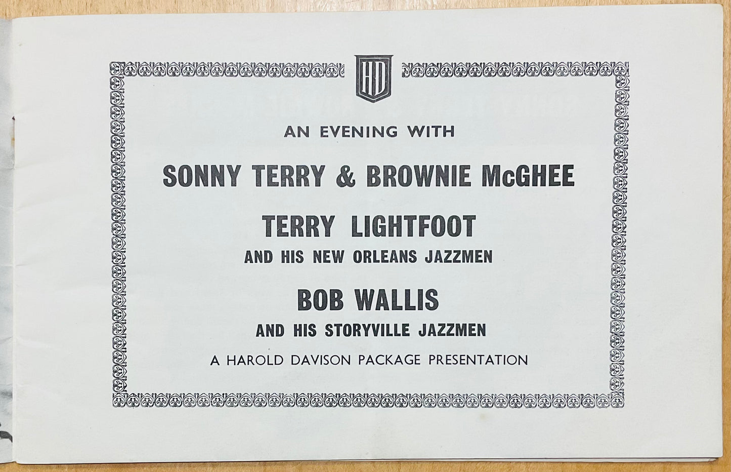 Sonny Terry Brownie McGhee Original Concert Programme City Hall Newcastle 22nd Sep 1961