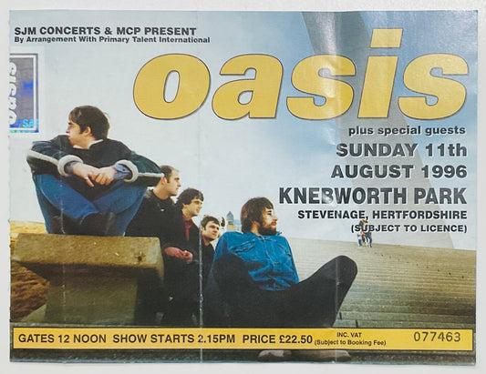 Oasis Original Used Concert Ticket Knebworth Park 11th Aug 1996