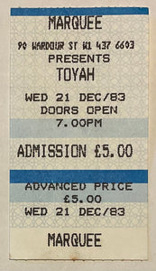 Toyah Original Used Concert Ticket Marquee London 21st Dec 1983