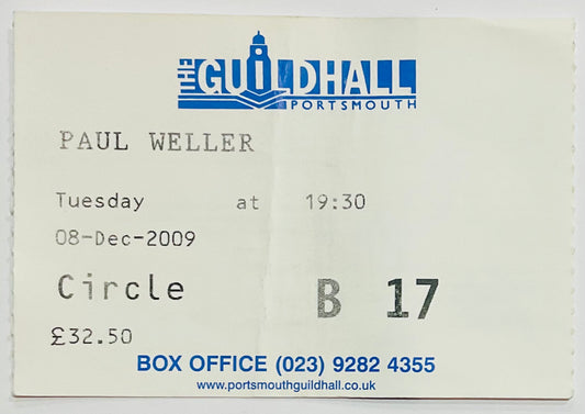 Paul Weller Original Used Concert Ticket Guildhall Portsmouth 8th Dec 2009