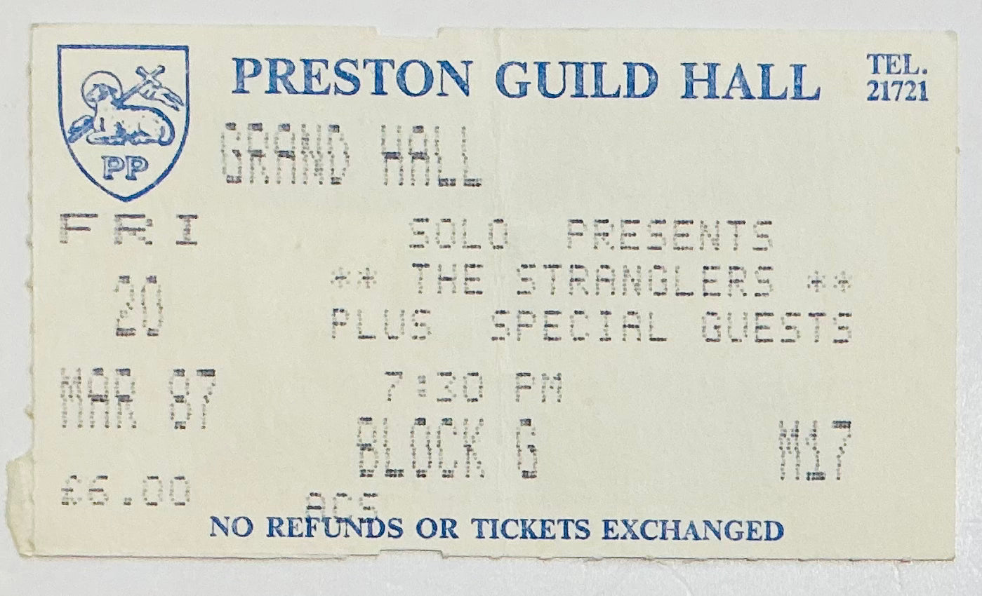 Stranglers Original Used Concert Ticket Guild Hall Preston 20th Mar 1987