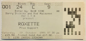 Roxette Original Used Concert Ticket Wembley Arena London 19th Oct 1991