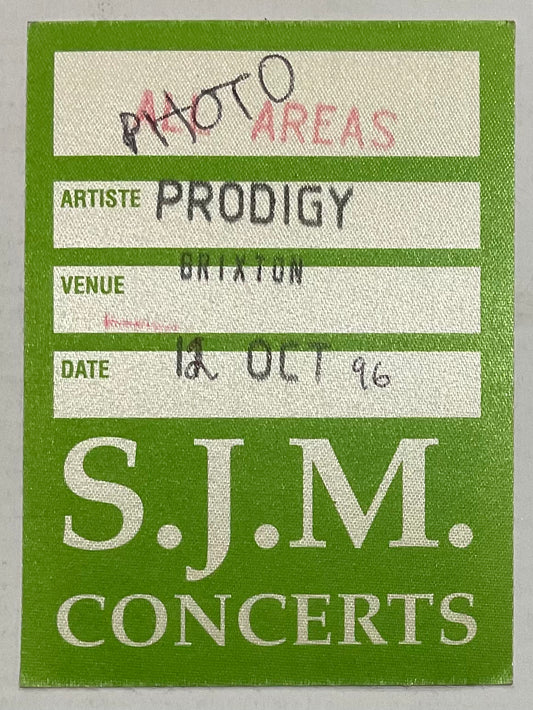 Prodigy Original Unused Concert Backstage Pass Ticket Brixton Academy London 11th Oct 1996