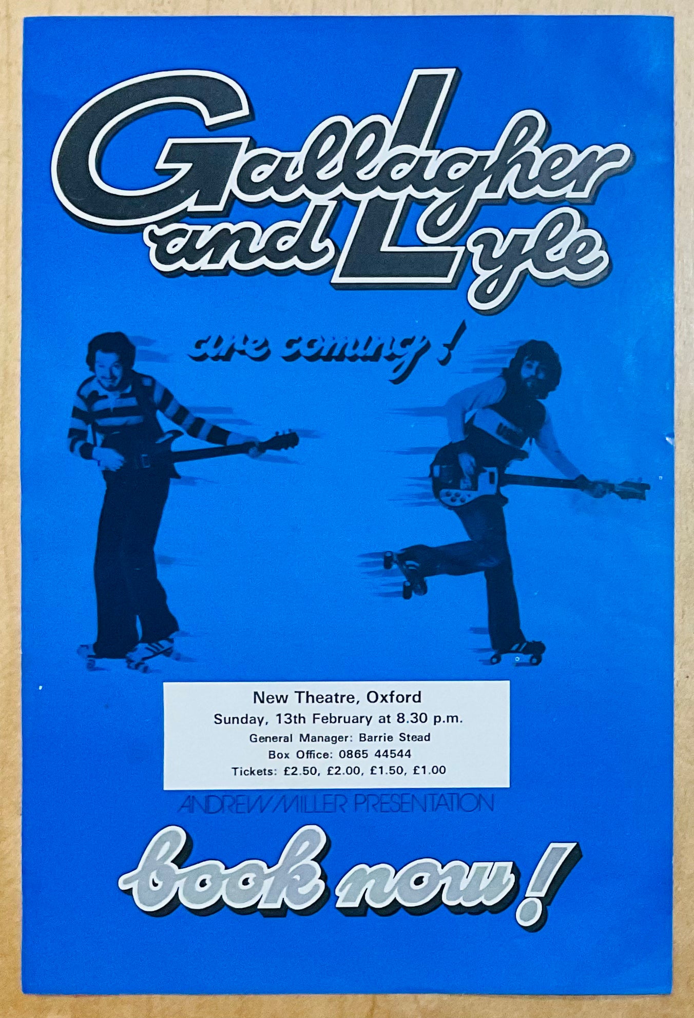 Gallagher and Lyle Original Concert Handbill Flyer New Theatre Oxford 13th Feb 1977