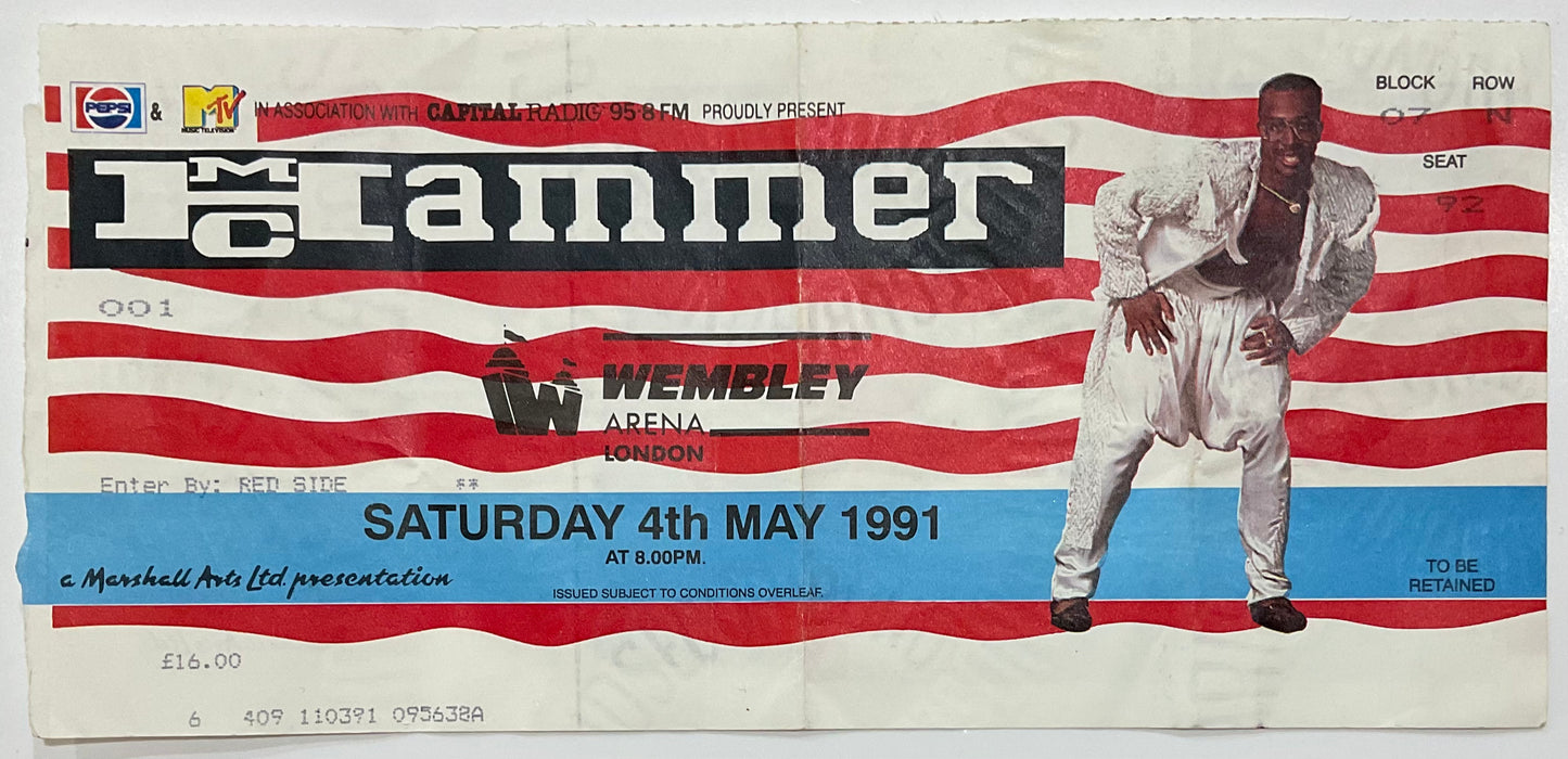 MC Hammer Original Used Concert Ticket Wembley Arena London 4th May 1991