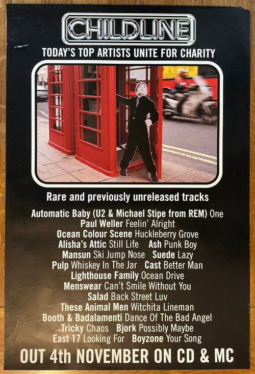 U2 Paul Weller REM Childline Original Promo Poster Polygram Records 4th Nov 1996