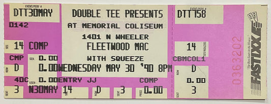 Fleetwood Mac Original Unused Concert Ticket Memorial Coliseum Portland 30th May 1990