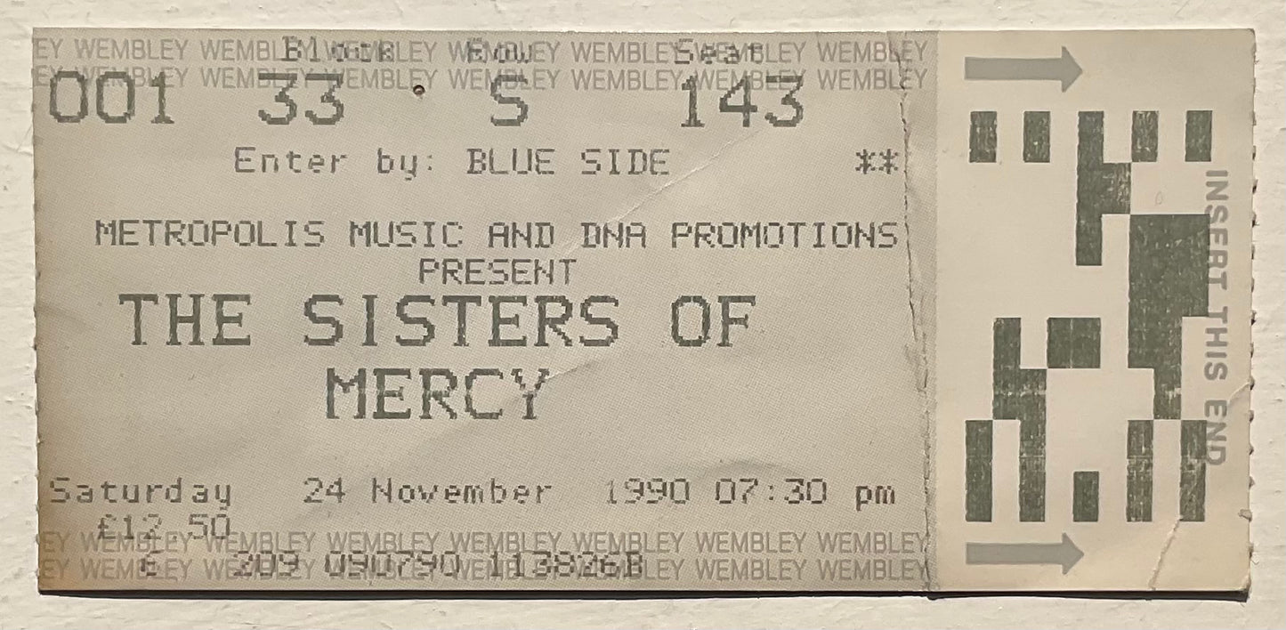 Sisters of Mercy Original Used Concert Ticket Wembley Arena London 24th Nov 1990