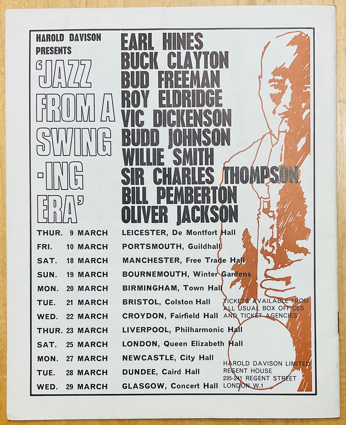 Duke Ellington Original Concert Programme and Ticket City Hall Newcastle 16th Feb 1967