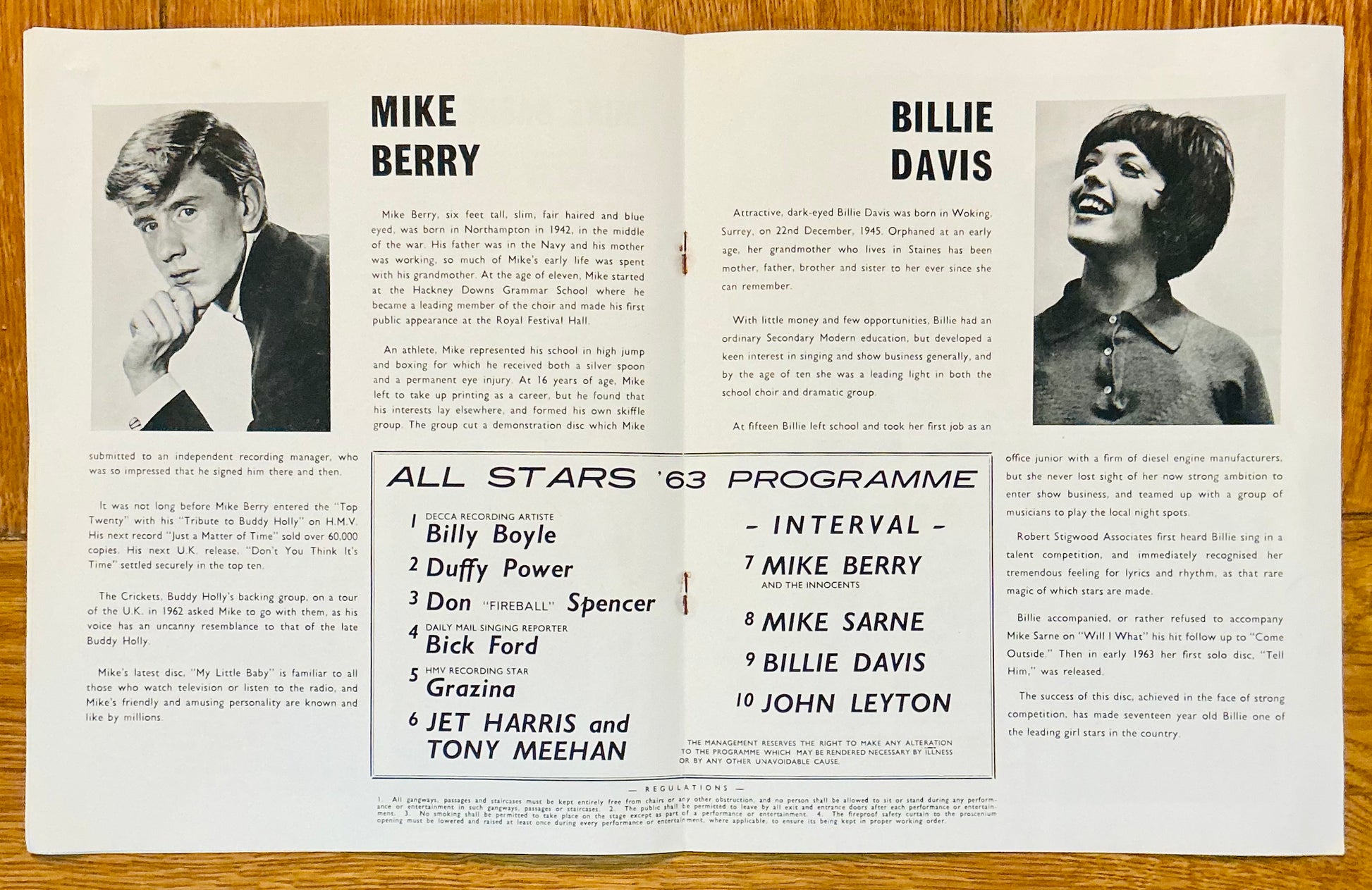 John Leyton Jet Harris Tony Meehan Original Concert Programme UK Tour Apr/ May 1963