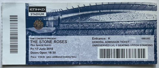 Stone Roses Original Used Concert Ticket Etihad Stadium London 17th Jun 2016