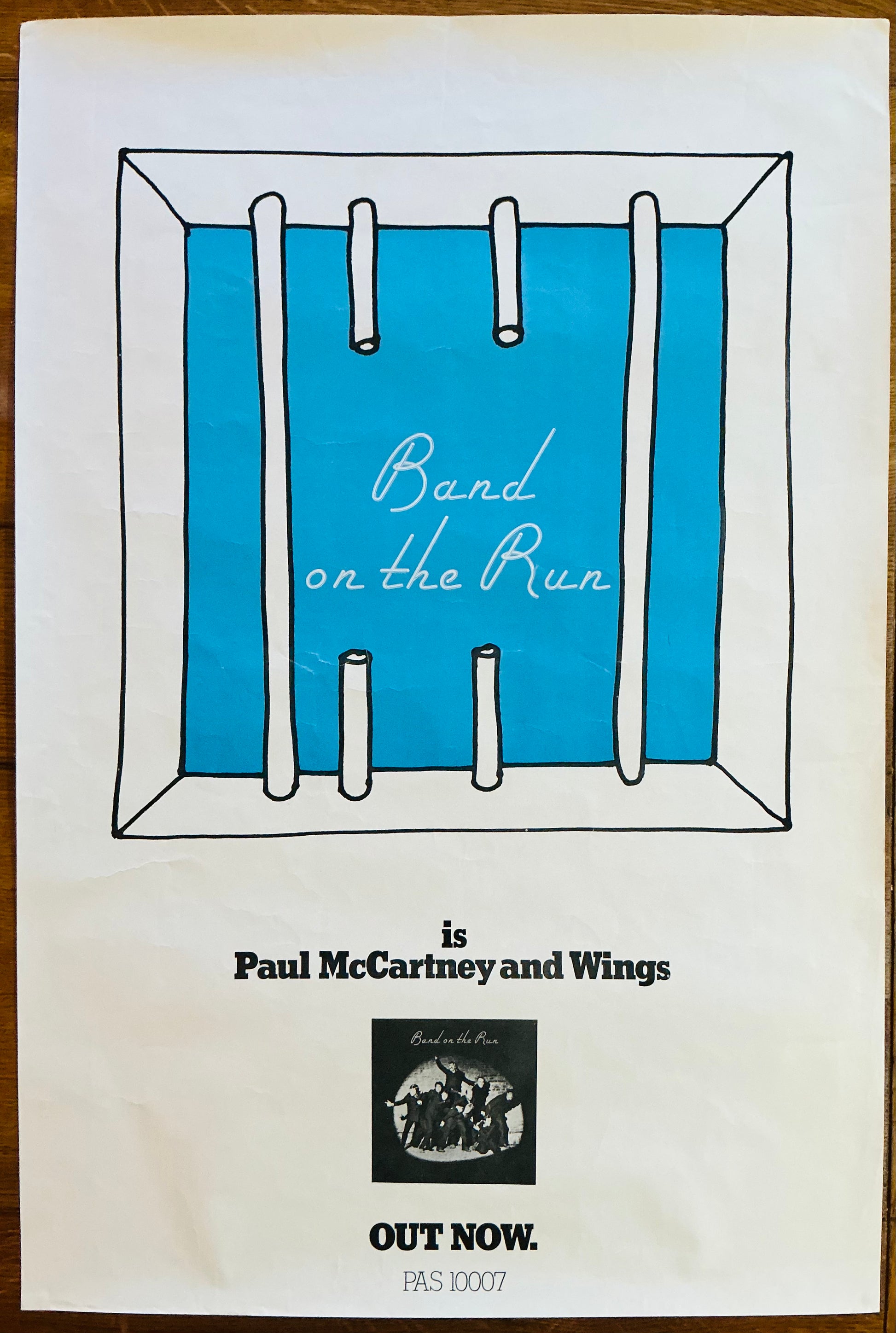 Beatles Paul McCartney Wings Band on the Run Original Promo Poster Apple Records 1973