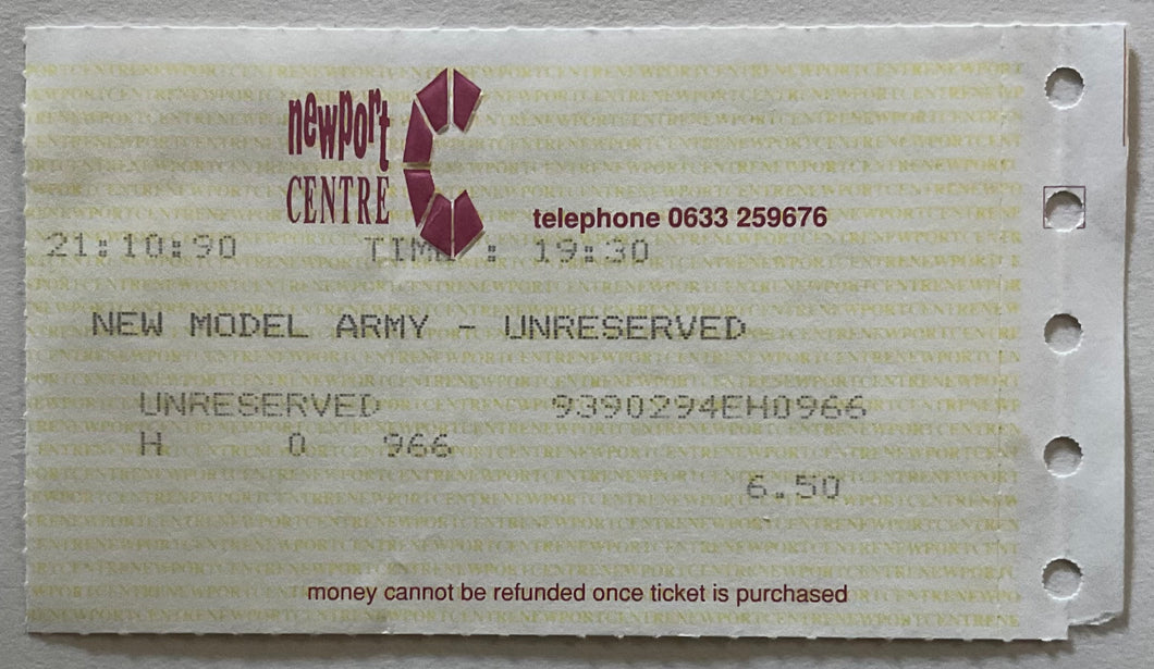 New Model Army Original Used Concert Ticket Newport Centre 21st Oct 1990