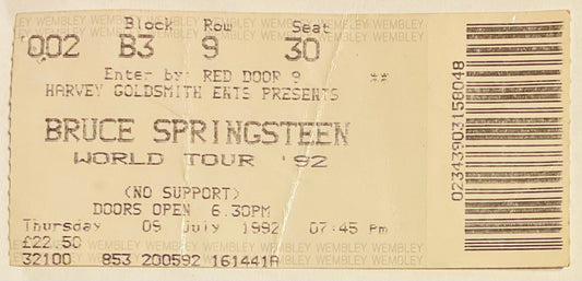 Bruce Springsteen Original Used Concert Ticket Wembley Arena London 9th July 1992