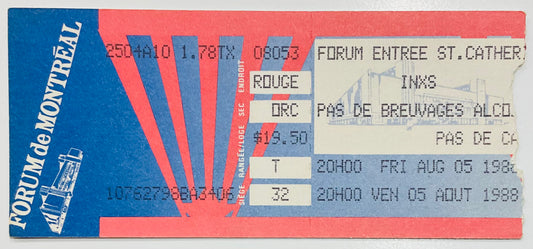 INXS Original Used Concert Ticket Forum de Montreal 5th Aug 1988