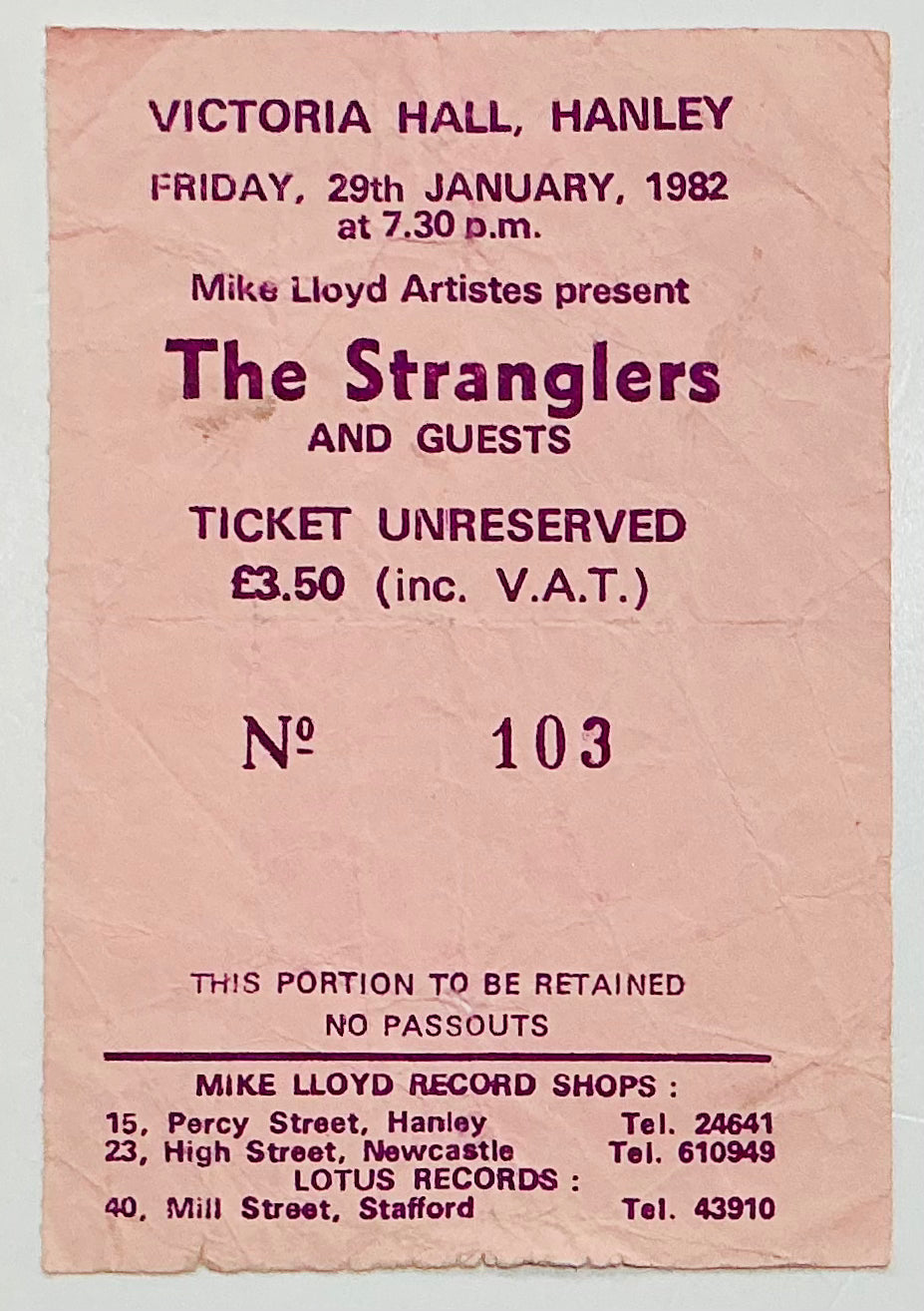 Stranglers Original Used Concert Ticket Victoria Hall Hanley 29th Jan 1982