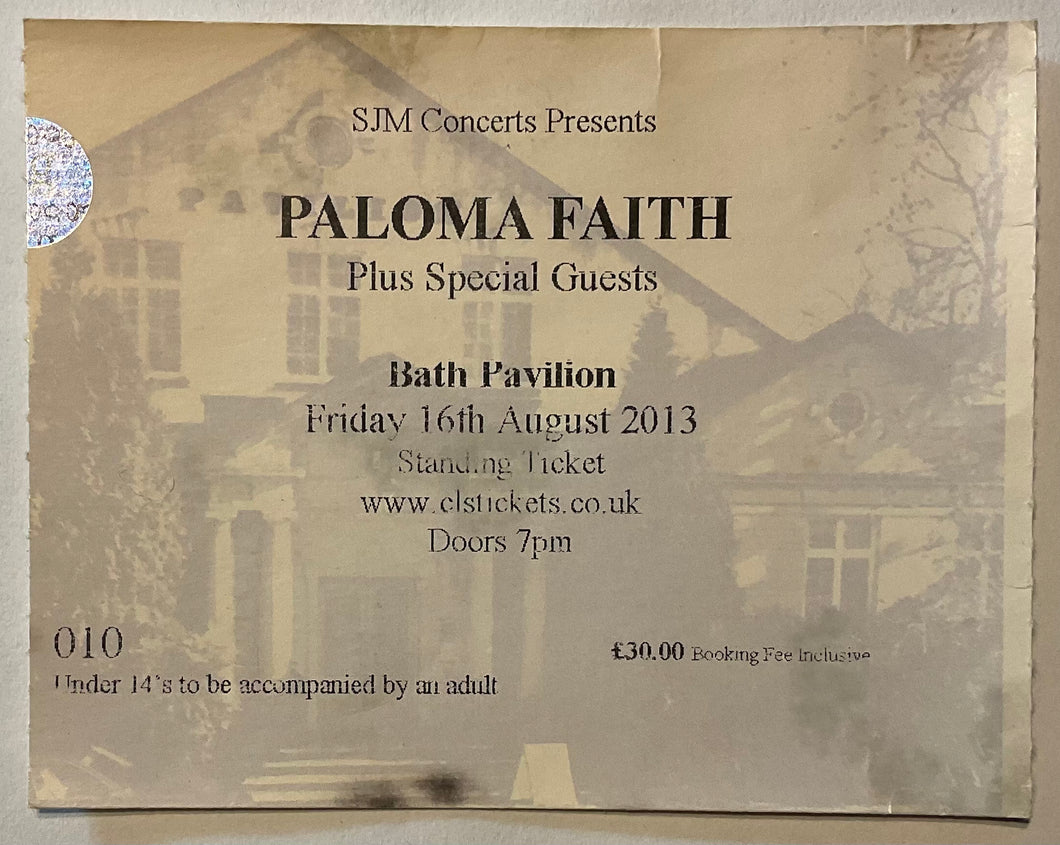 Paloma Faith Original Used Concert Ticket Bath Pavilion 16th Aug 2013