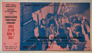 Lindisfarne Original Unused Concert Ticket City Hall Newcastle 23rd Dec 1979