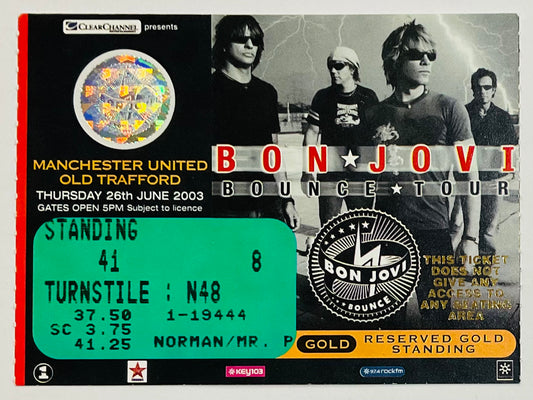 Bon Jovi Original Used Concert Ticket Old Trafford Manchester 26th Jun 2003