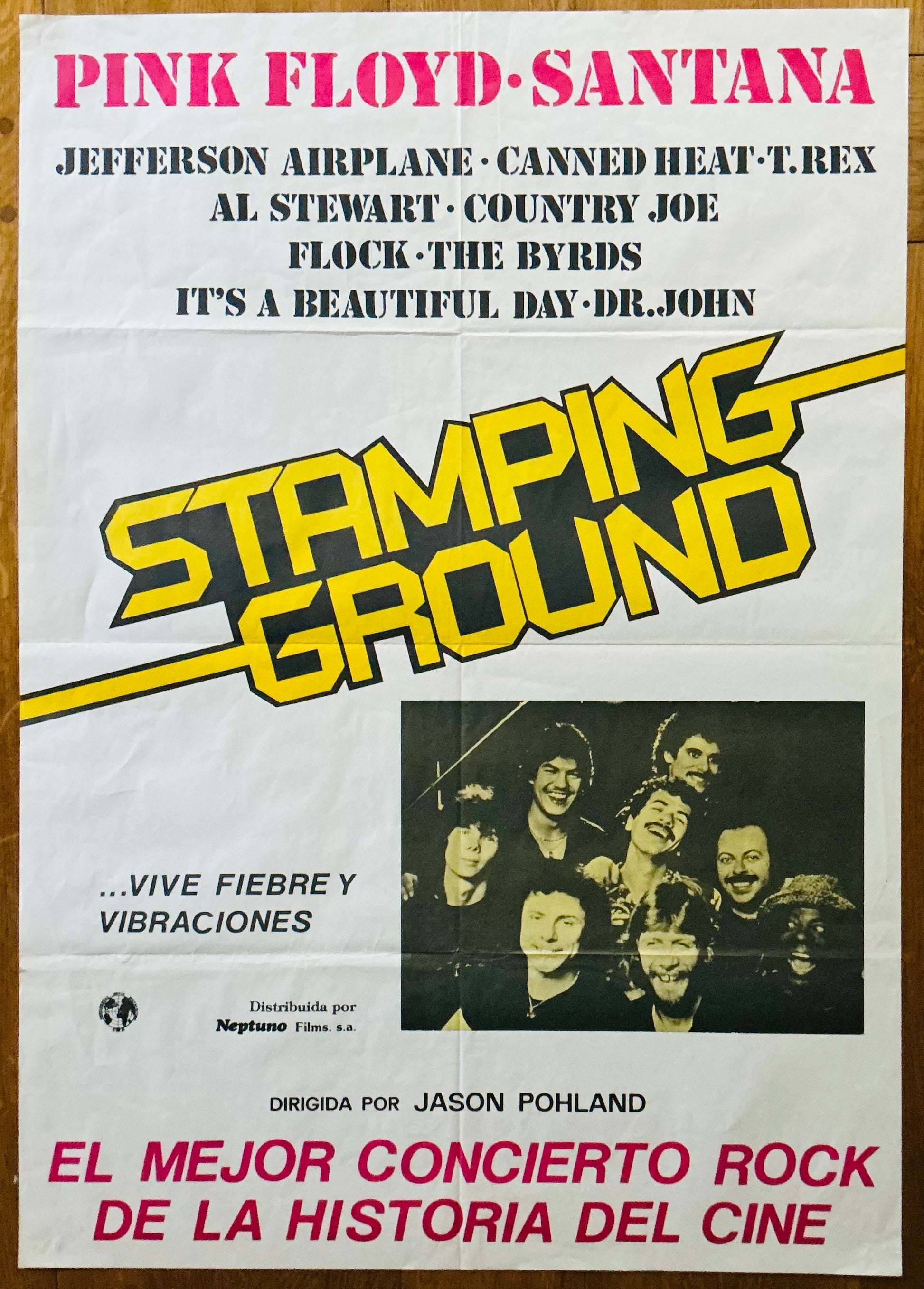 Pink Floyd T.Rex Santana Stomping Ground Film Poster Kralingsebos Rotterdam 1971