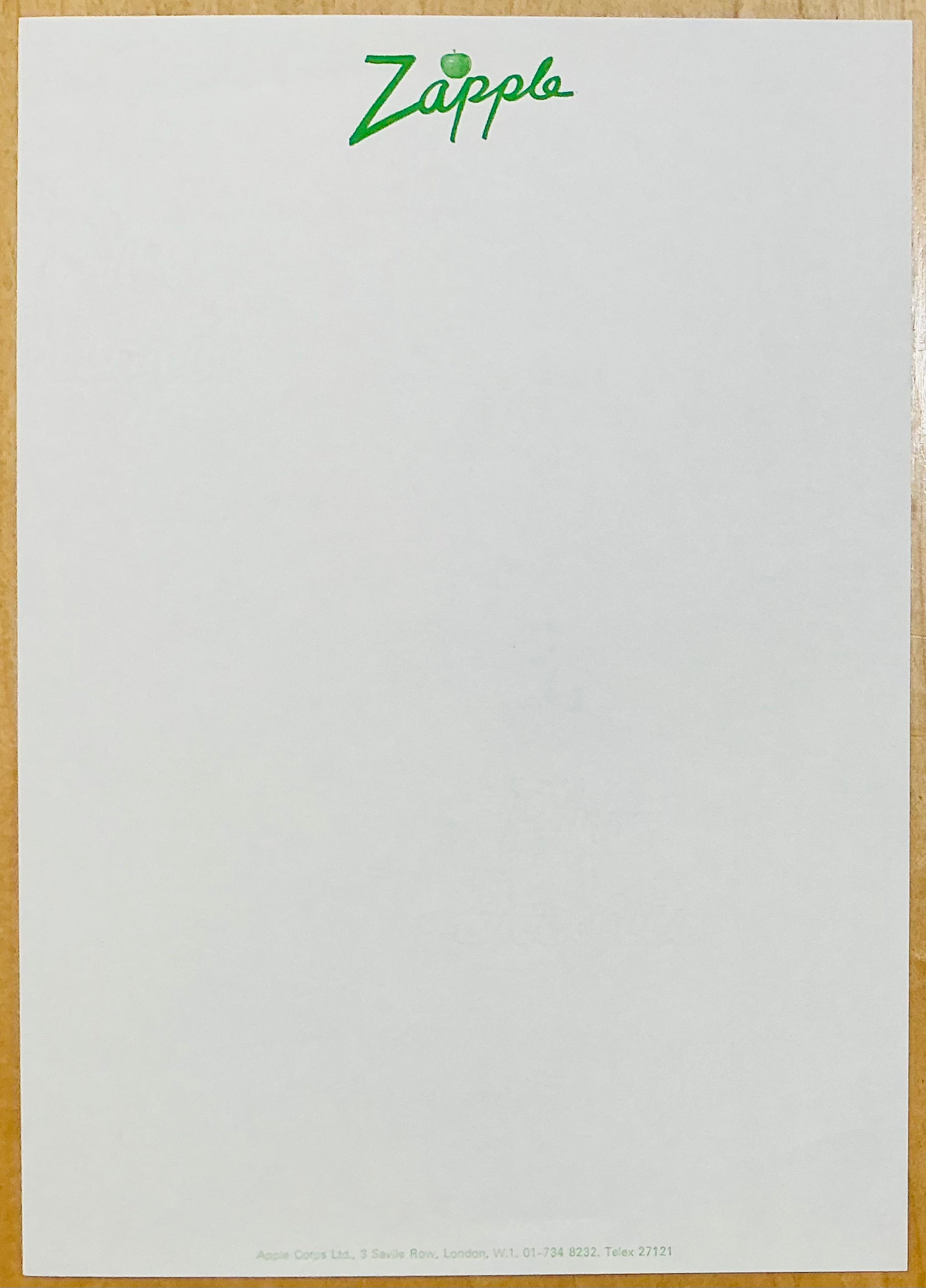 Beatles Original Zapple Apple Corps Savile Row Notepaper