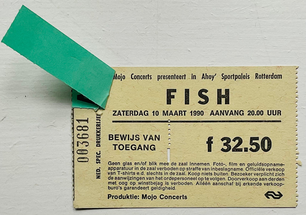 Marillion Fish Original Used Concert Ticket Ahoy Sportpaleis Rotterdam 10th Mar 1990