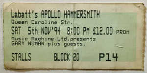 Gary Numan Original Used Concert Ticket Hammersmith Apollo London 5th Nov 1994