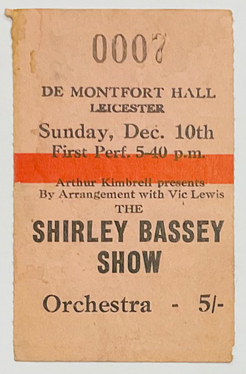 Shirley Bassey Original Used Concert De Montfort Hall Leicester 10th Dec 1961