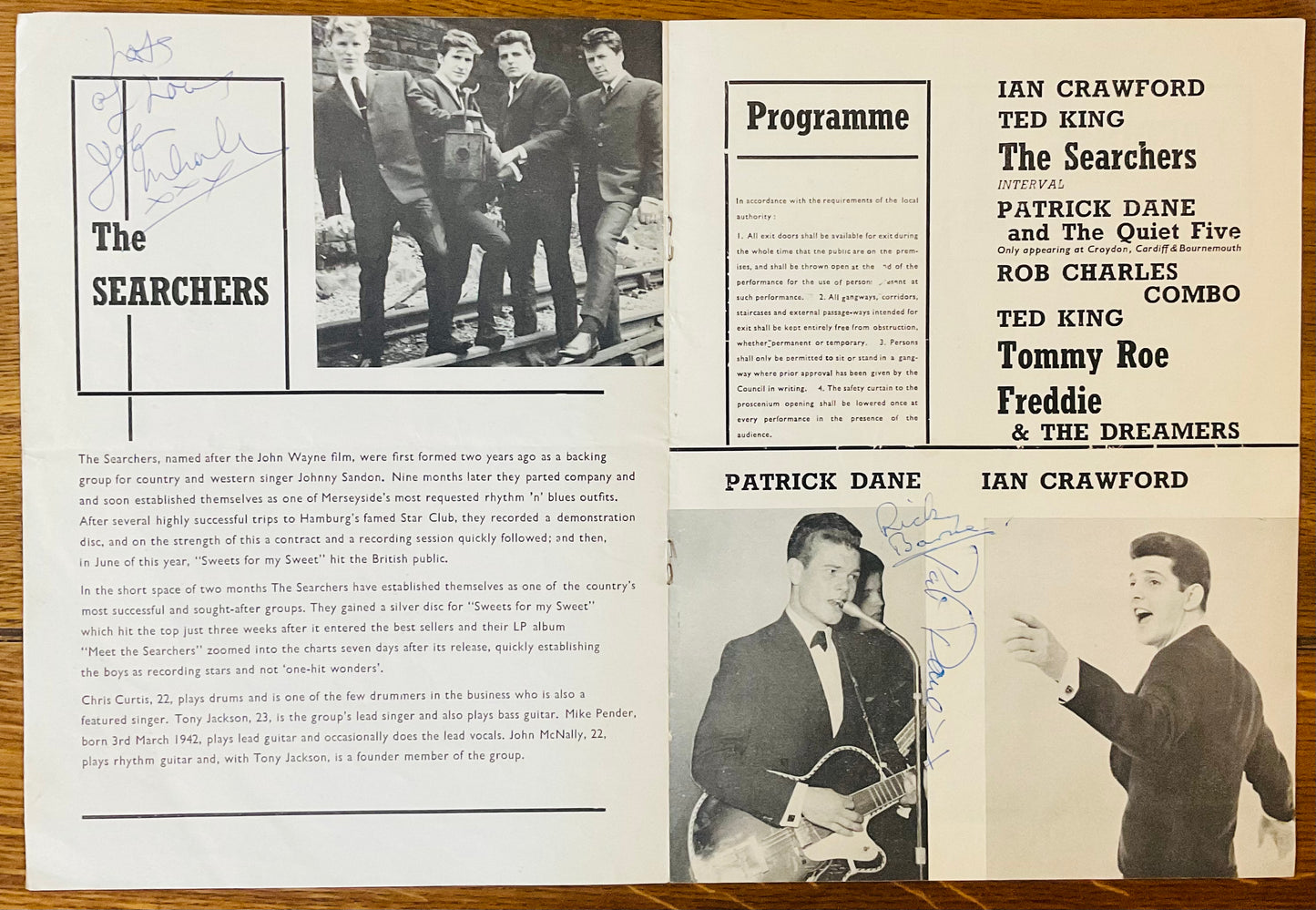 Tommy Roe Freddie & the Dreamers Signed Programme Winter Gardens Bournemouth 13th Oct 1963