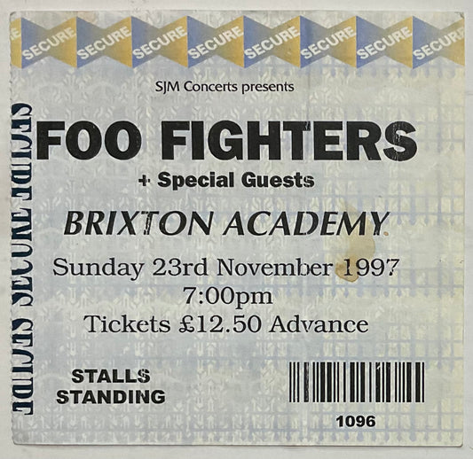 Foo Fighters Original Used Concert Ticket Brixton Academy London 23rd Nov 1997