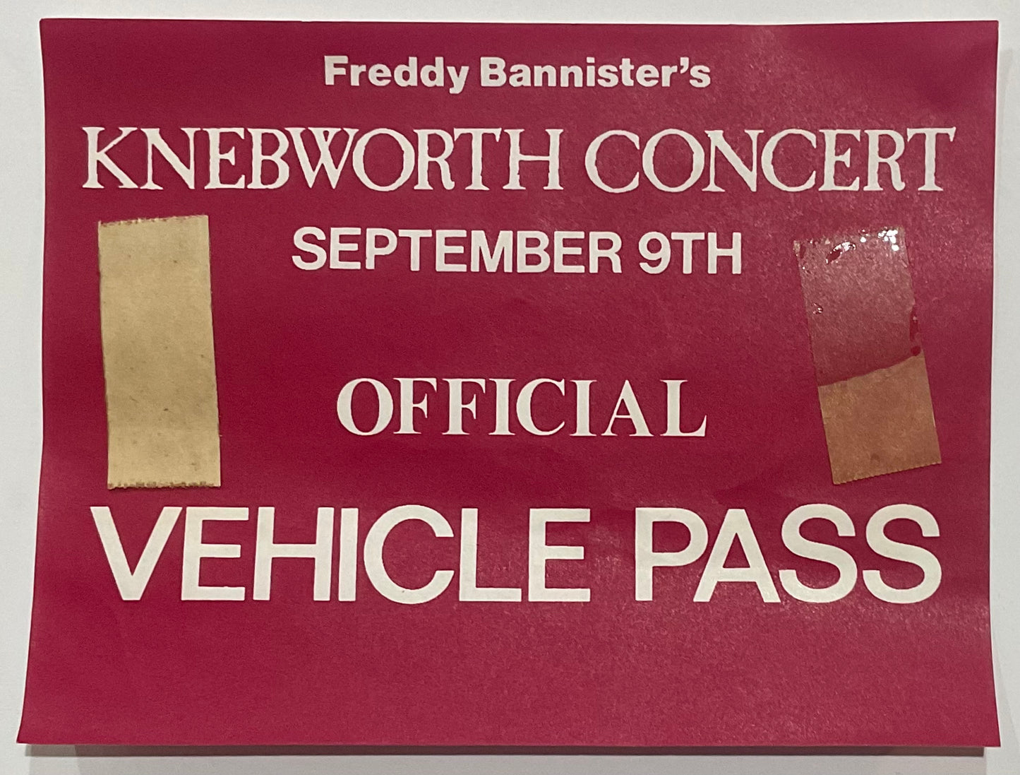 Frank Zappa Peter Gabriel Original Concert Backstage Pass Knebworth 9th Sep 1978