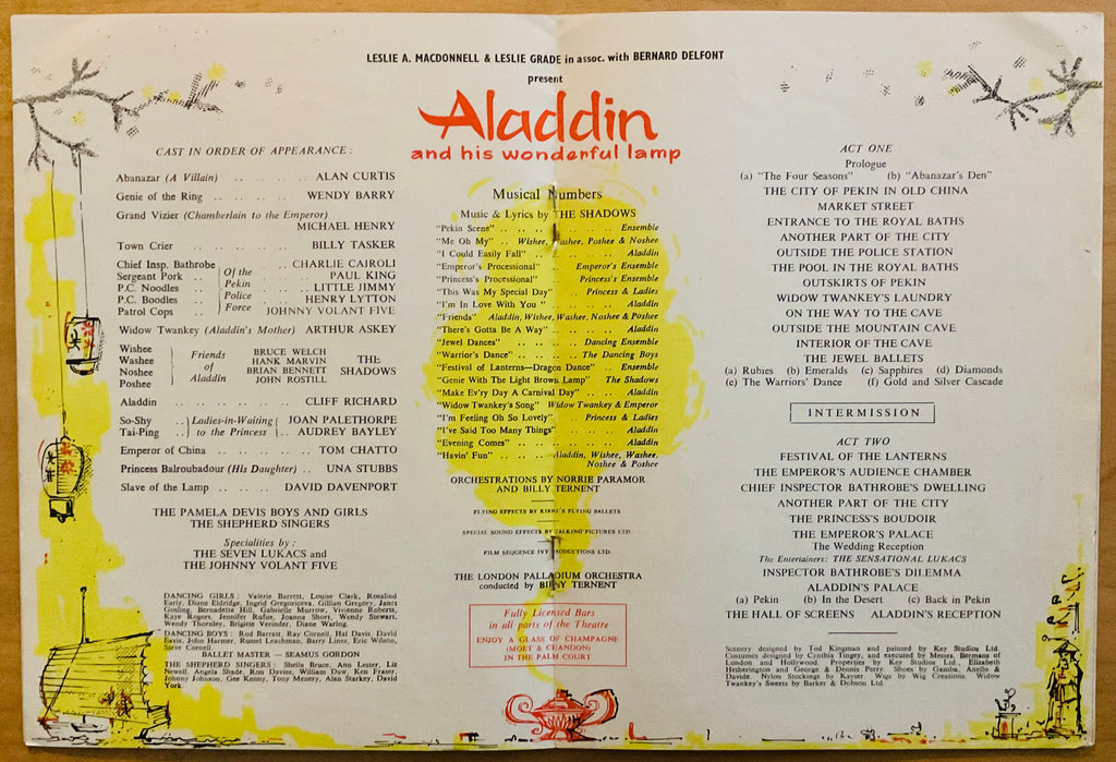 Cliff Richard Shadows Original Concert Programme Aladdin London Palladium 1964/5