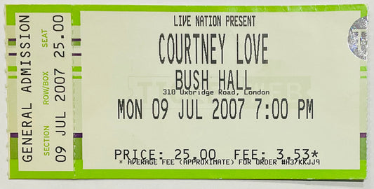 Courtney Love Original Used Concert Ticket Bush Hall London 9th Jul 2007