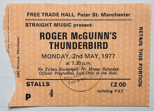 Byrds Roger McGuinn Original Used Concert Ticket Free Trade Hall Manchester 2nd May 1977