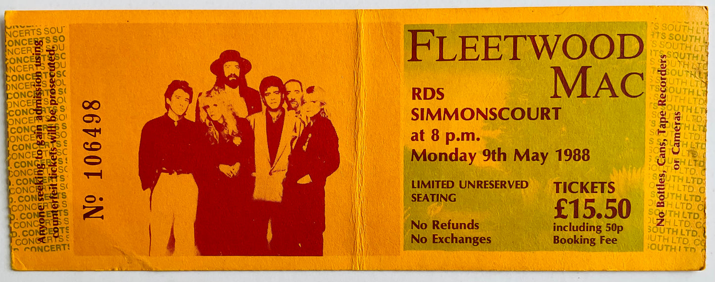 Fleetwood Mac Original Used Concert Ticket RDS Simmonscourt Dublin 9th May 1988
