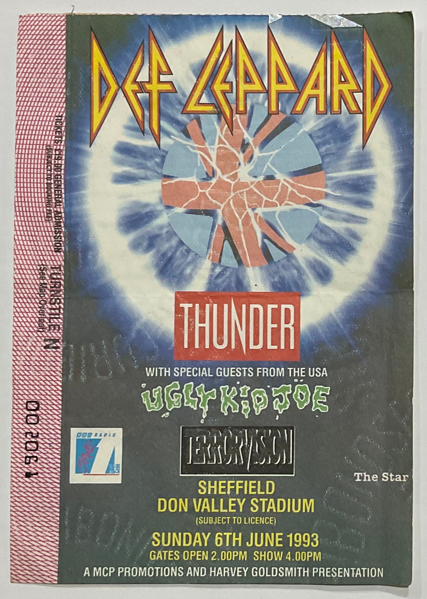 Def Leppard Original Used Concert Ticket Don Valley Stadium Sheffield 6th Jun 1993