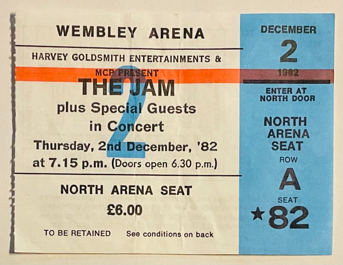 Jam Original Used Concert Ticket Wembley Arena London 2nd Dec 1982