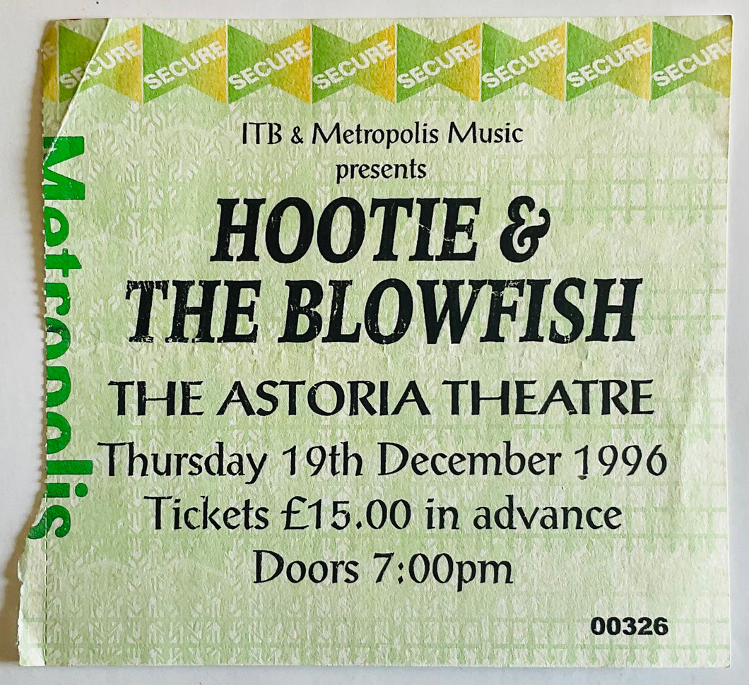 Hootie & the Blowfish Original Used Concert Ticket Astoria Theatre London 19th Dec 1996