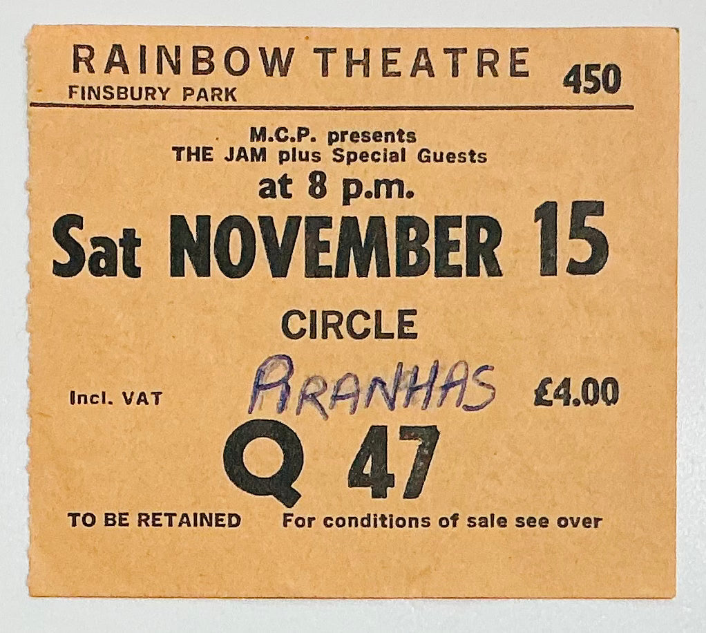 Jam Original Used Concert Ticket Rainbow Theatre London 15th Nov 1980