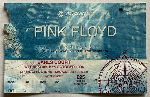 Pink Floyd Original Concert Ticket Earls Court London 19th October 1994