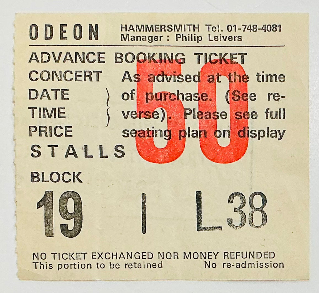 Pretenders Original Used Concert Ticket Hammersmith Odeon London 19th Oct 1980