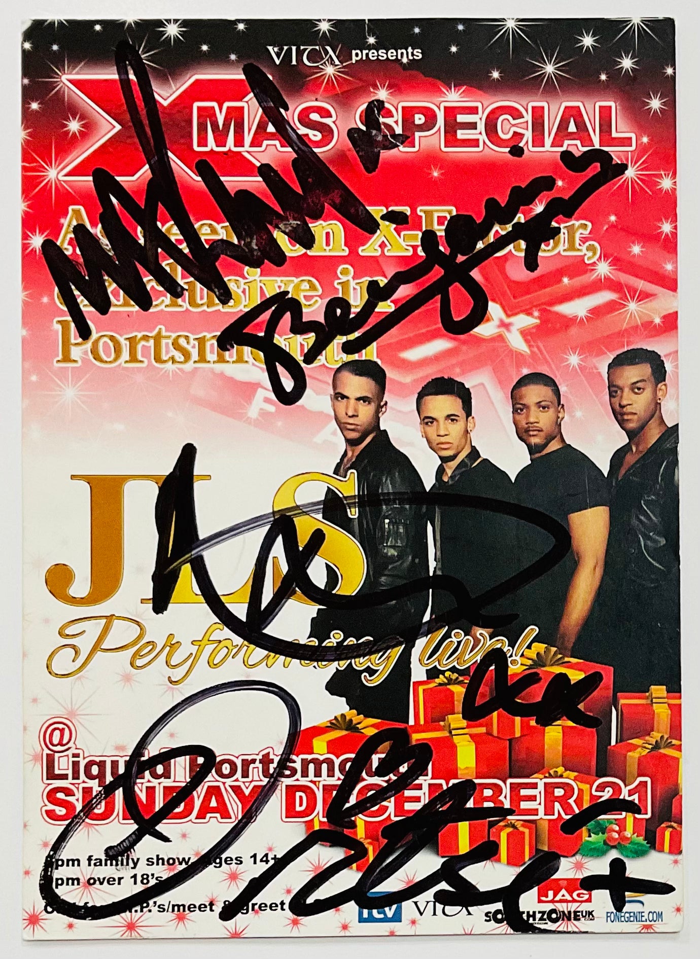 JLS Original Signed Autographed Handbill Flyer Xmas Special Liquid Portsmouth